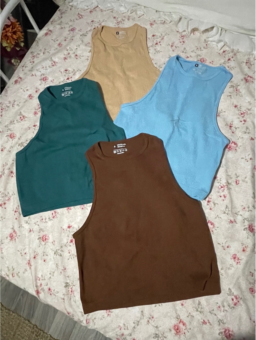 Ribbed Tank Tops, 4-Piece Bundle, Size Small
